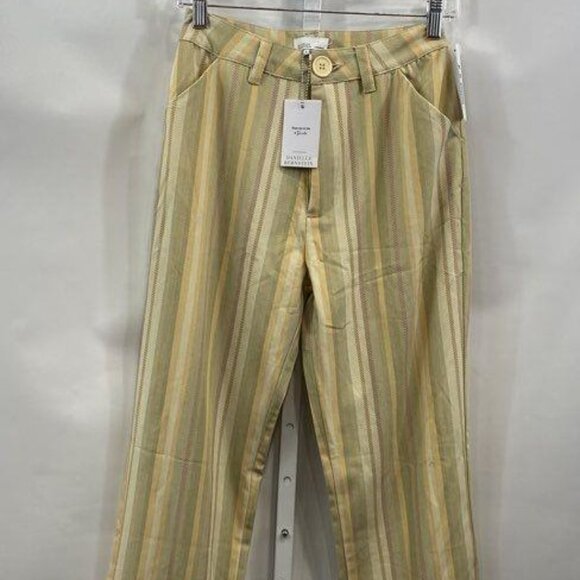 NWT Danielle Bernstein yellow striped trousers, size 0 - Picture 1 of 5